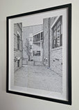 'SMB Buildings' ORIGINAL FRAMED pen and ink drawing, 2021